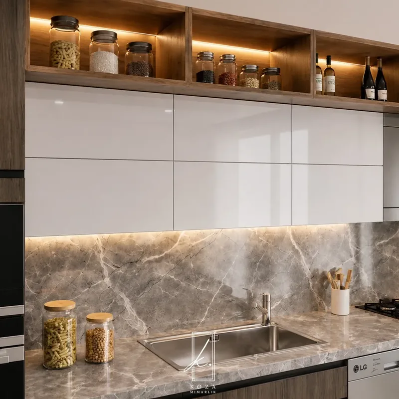 Çerkezköy iç mimari proje - Koza Mimarlık modern salon tasarımı